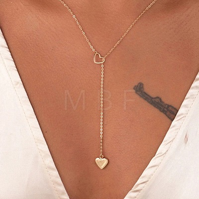 Alloy Heart Ring Pendant Lariat Necklaces for Women WG971C7-01-1