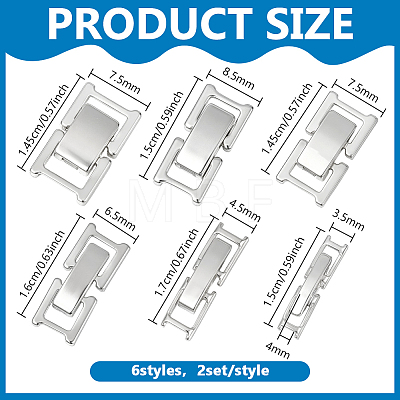 12Pcs 6 Styles Brass Watch Band Clasps KK-PH0015-10-1