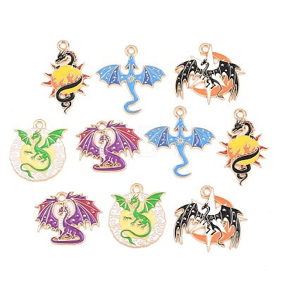 10Pcs Alloy Enamel Pendants X-ENAM-P268-01G-1