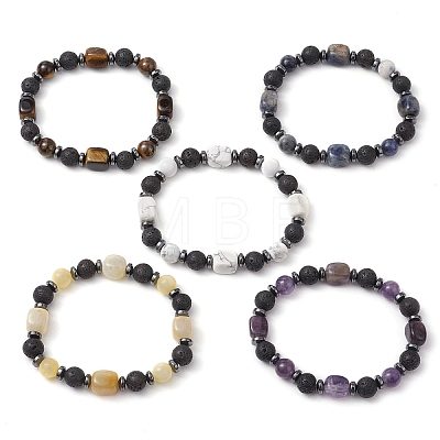 Natural & Synthetic Mixed Gemstone Beads Bracelets BJEW-JB11322-1