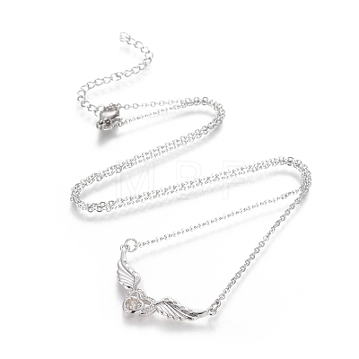 Brass Micro Pave Cubic Zirconia Pendant Necklaces NJEW-I230-18-1
