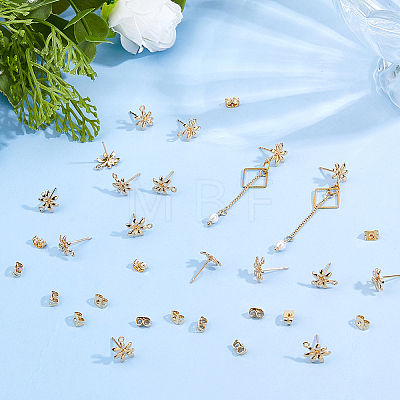16Pcs Brass Stud Earrings Findings KK-DC0005-20-1