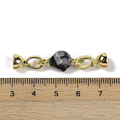 Natural Snowflake Obsidian with Brass Fold Over Clasps G-G141-02G-15-1