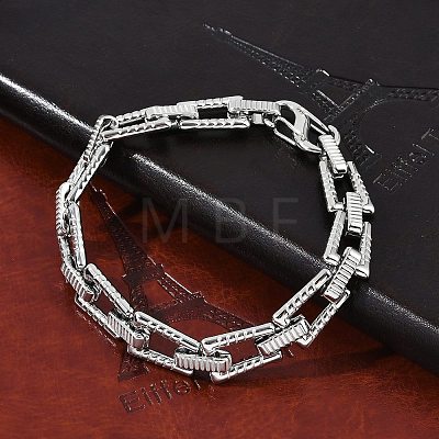 304 Stainless Steel Trapezoid Link Chain Bracelets for Women Men BJEW-F488-46P-1