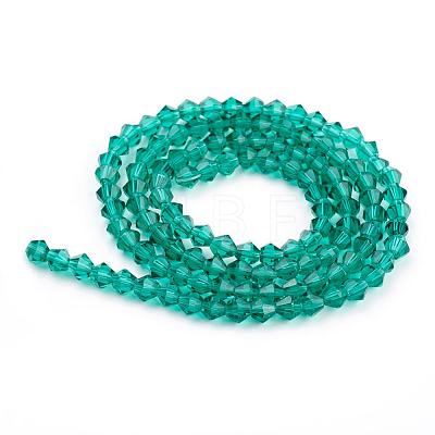 Dark Cyan Glass Bicone Beads Strands X-GLAA-S026-08-1