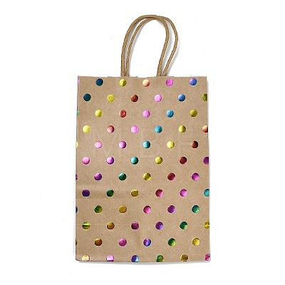 Rainbow Color Stamping Kraft Paper Gift Tote Bags ABAG-K005-01C-1