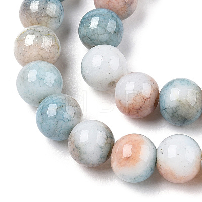 Opaque Crackle Glass Round Beads Strands GLAA-T031-10mm-01C-1