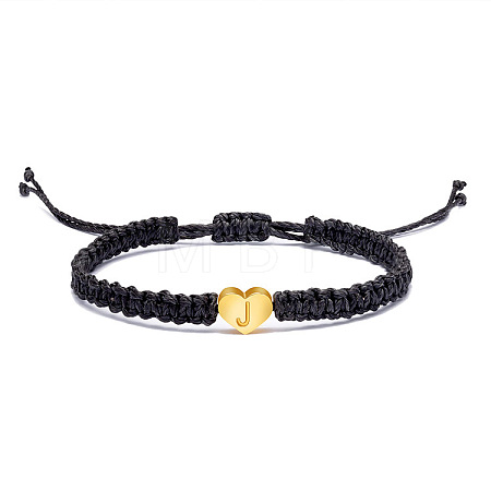Alloy Heart with Letter Pattern Bead Braided Bead Bracelets FS-WGEB992-10-1