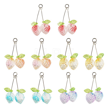 10Pcs 5 Styles Transparent Spray Painted Glass Pendants PALLOY-TADJ00001-1