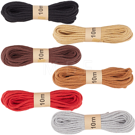 6 Bunldes 6 Colors Braided Polycotton Round Twine OCOR-CY0004-24B-1