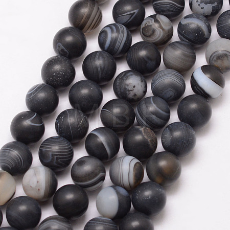 Natural Black Agate Bead Strands X-G-K166-12-6mm-03-1