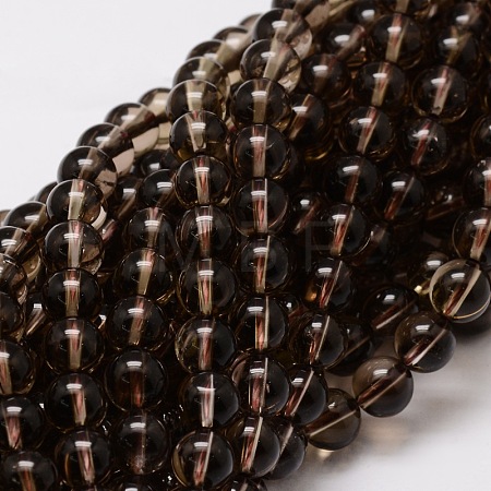 Natural Smoky Quartz Round Beads Strands X-G-E329-10mm-38-1