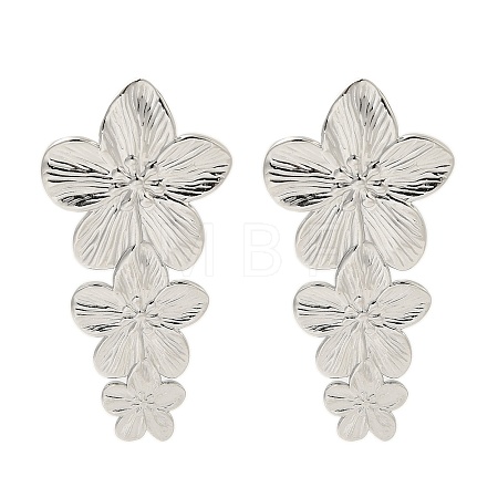 304 Stainless Steel Flower Stud Earrings for Women EJEW-U020-17P-1