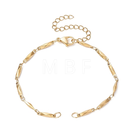 Ion Plating(IP) 304 Stainless Steel Faceted Bar Link Chain Bracelet Makings AJEW-JB01184-01-1