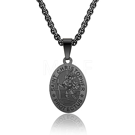 Saint Christopher Pendant Men's 304 Stainless Steel Necklace 304 Stainless Steel Men's Jewelry. EO9724-3-1