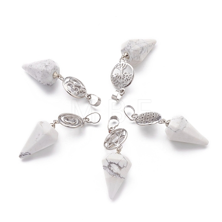 Natural Howlite Pendants G-O194-21-1