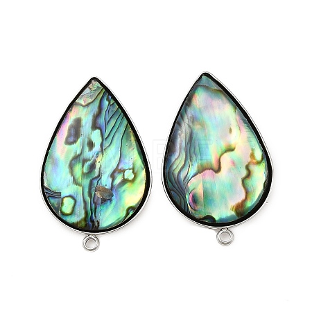 304 Stainless Steel Pave Natural Paua Shell Stud Earring Findings STAS-Z125-06P-1