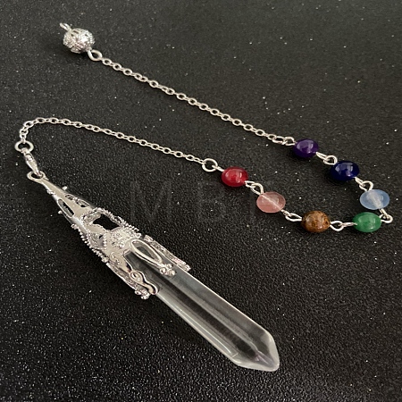 Synthetic Quartz Crystal & Mixed Gemstone Bullet Pointed Dowsing Pendulums CHAK-PW0001-051K-1-1