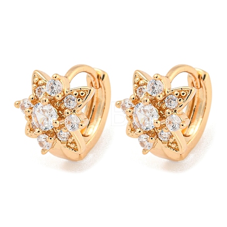 Brass Micro Pave Clear Cubic Zirconia Hoop Earrings EJEW-A107-02B-KCG-1