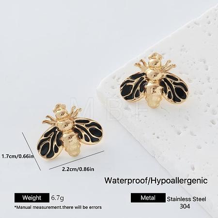 304 Stainless Steel Enamel Stud Earrings for Women RM0319-1-1