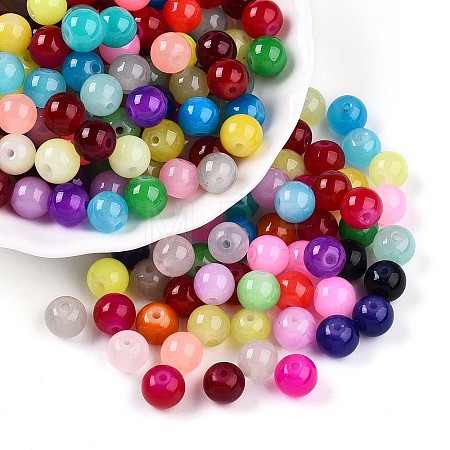 Baking Paint Imitation Jade Glass Beads X1-DGLA-Q021-8mm-M-1