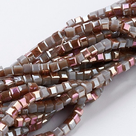 Electroplate Opaque Glass Beads Strands EGLA-F121-HR-C02-1