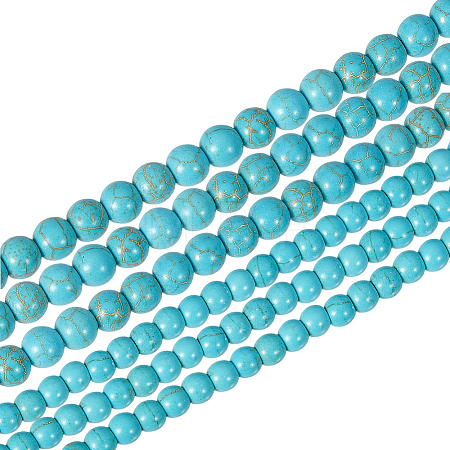 2 Strands 2 Styles Synthetic Turquoise Beads Strands G-PH0003-48D-1