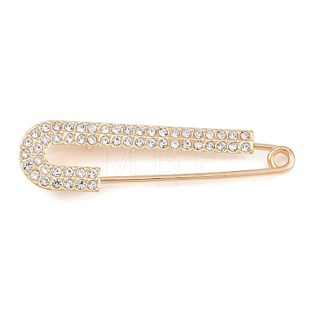 Crystal Rhinestone Safety Pin Brooches JEWB-A040-01B-G-1