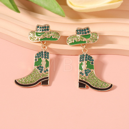 Cowboy Hat with Boot Alloy Enamel Dangle Stud Earrings FS-WG1DB7D-03-1
