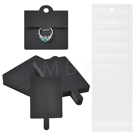 50Pcs Rectangle Foldable Paper Jewelry Display Cards for Rings CDIS-FS0001-31B-1