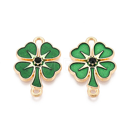 Saint Patrick's Day Alloy Enamel Connector Charms FIND-N011-26KCG-1
