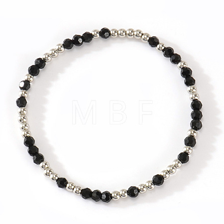 Glass & 304 Stainless Steel Beaded Stretch Bracelets for Women LS-AN7513-2-1