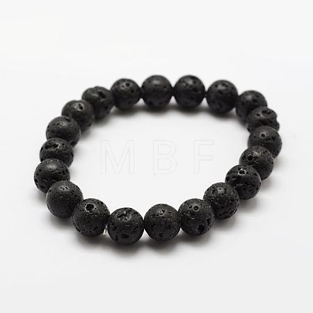 Natural Lava Rock Round Beads Stretch Bracelets BJEW-G550-07-8mm-1