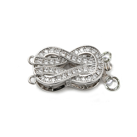 Brass Micro Pave Clear Cubic Zirconia Box Clasps X-KK-E084-28P-1