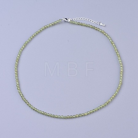 Natural Peridot Beaded Necklaces NJEW-K114-A-A17-1