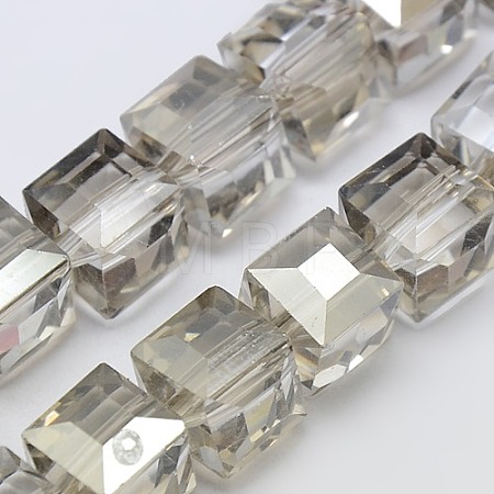 Faceted Cube Shaped Crystal Glass Beads Strands GLAA-F008-F03-1