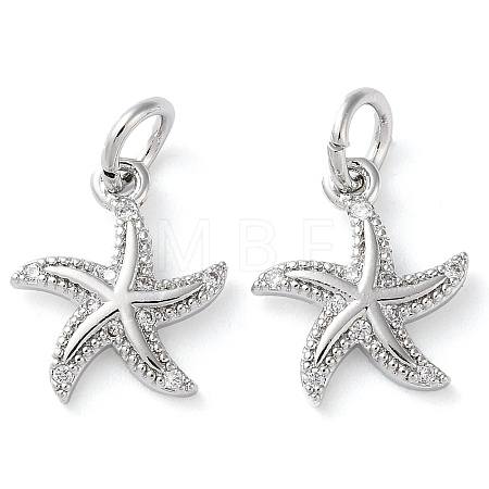 Rack Plating Brass Micro Pave Clear Cubic Zirconia Charms LS-KK-D097-04P-1