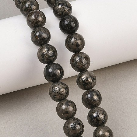 Natural Pyrite Beads Strands G-P303-01-8mm-16-1