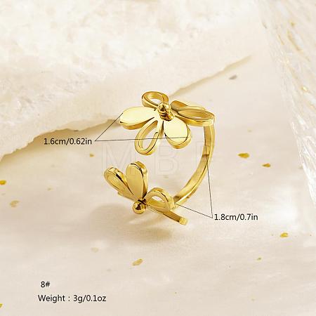 Adjustable 304 Stainless Steel Cuff Rings for Women ON6968-3-1