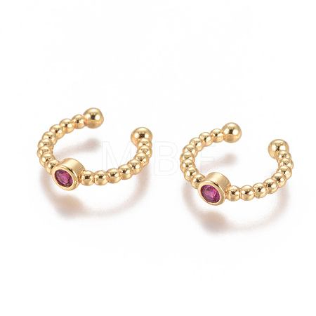 Golden Plated Brass Micro Pave Cubic Zirconia Cuff Earrings EJEW-L244-05B-1