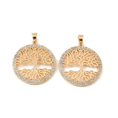 Brass & Clear Cubic Zirconia Pendants KK-G558-15G-1