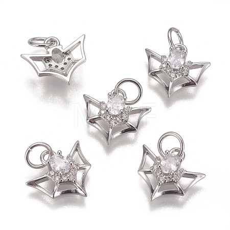 Brass Micro Pave Cubic Zirconia Charms KK-K238-09P-1