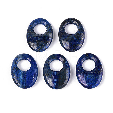 Natural Lapis Lazuli Large Hole Pendants G-N348-06A-01-1