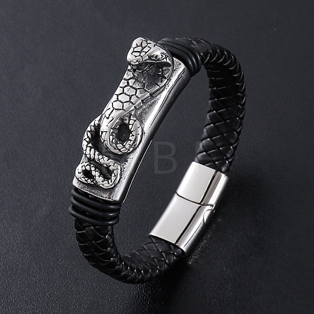 Punk Braided PU Leather Cord Bracelets ZB4268-1-1
