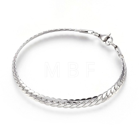 Tarnish Resistant 304 Stainless Steel Curb Chain Bracelets BJEW-L636-02A-P-1