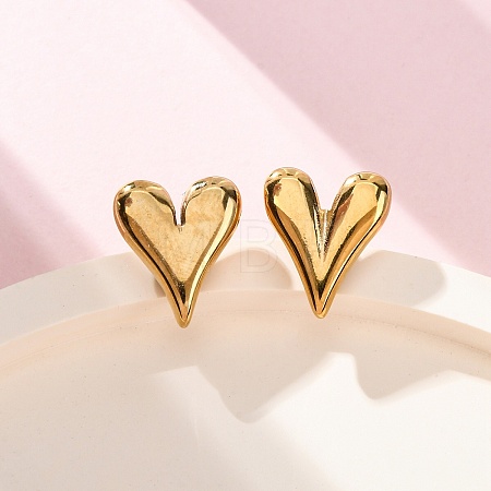 Ion Plating(IP) 304 Stainless Steel Heart Stud Earrings for Women EJEW-F300-09G-1