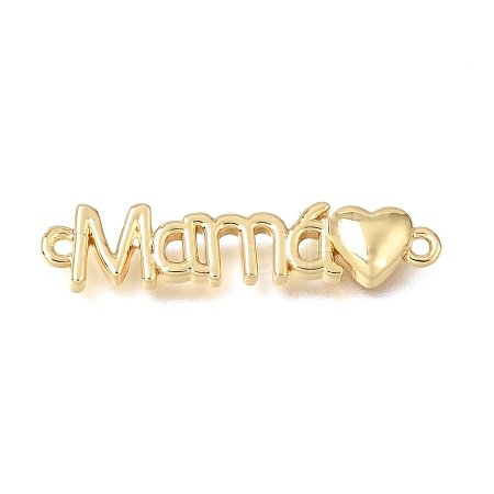 Mother's Day Brass Word Mama with Heart Links Connector Charms KK-C263-25A-G-1