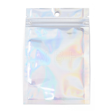 Rectangle Zip Top Plastic Glitter Holographic Bags OPP-YWC0001-7X12-1