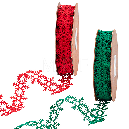 2 Rolls 2 Colors Christmas Snowflake Felt Lace Trim OCOR-PH0003-94-1