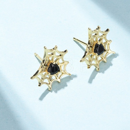 Brass Micro Pave Cubic Zirconia Stud Earrings EJEW-Z156-02G-02-1